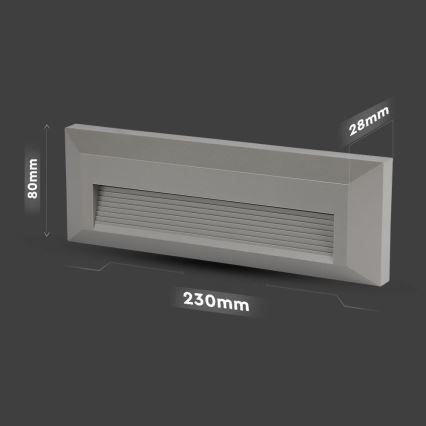 LED Lauko laiptinės šviestuvas LED/3W/230V 4000K IP65 pilkas