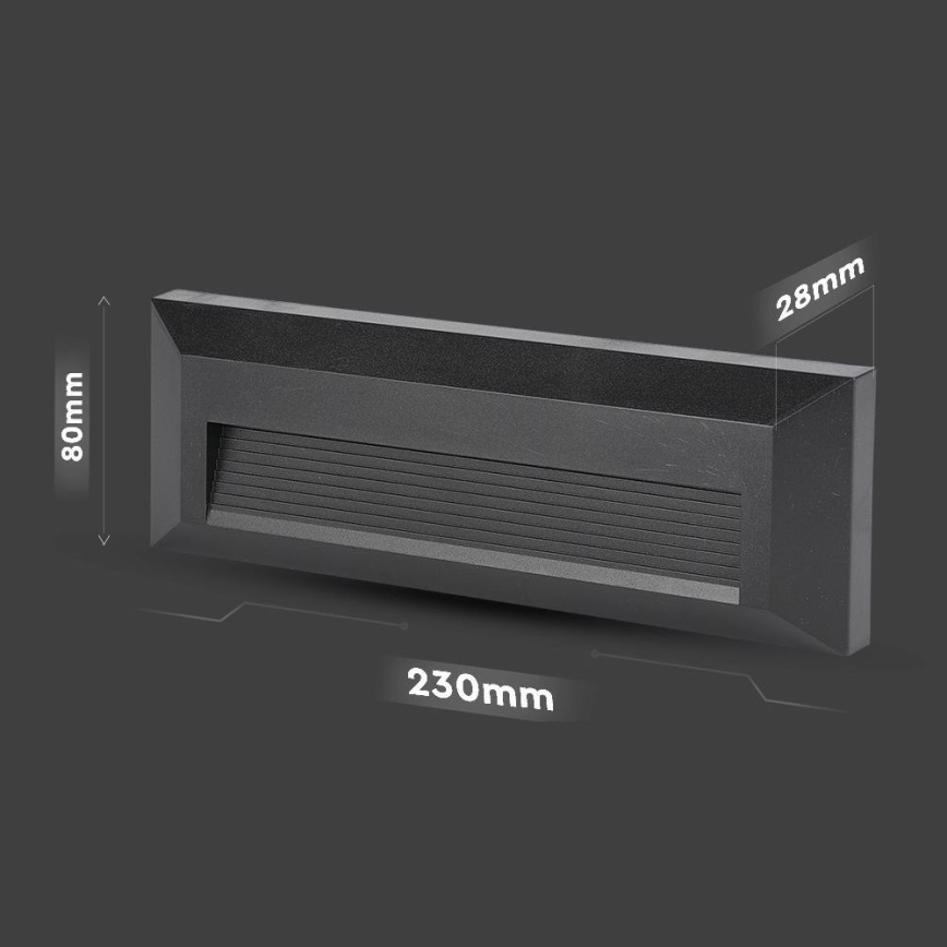 LED Lauko laiptinės šviestuvas LED/3W/230V IP65 3000K juodas