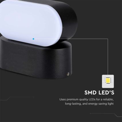 LED Lauko lankstus Sieninis šviestuvas LED/5W/230V 3000K IP65 juoda
