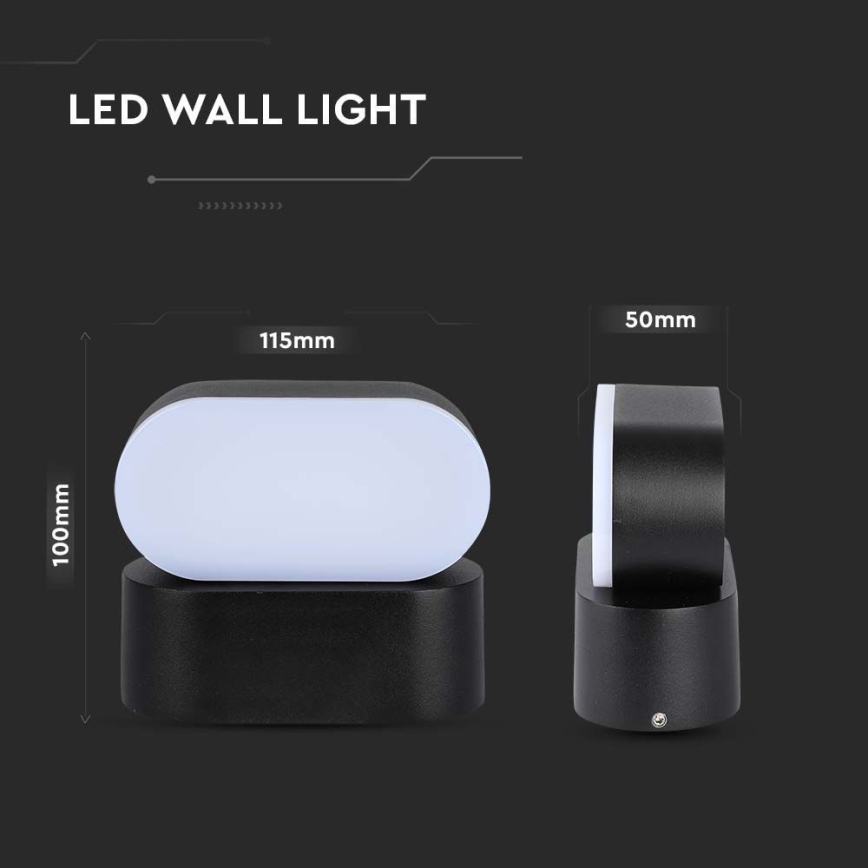 LED Lauko lankstus Sieninis šviestuvas LED/5W/230V 3000K IP65 juoda