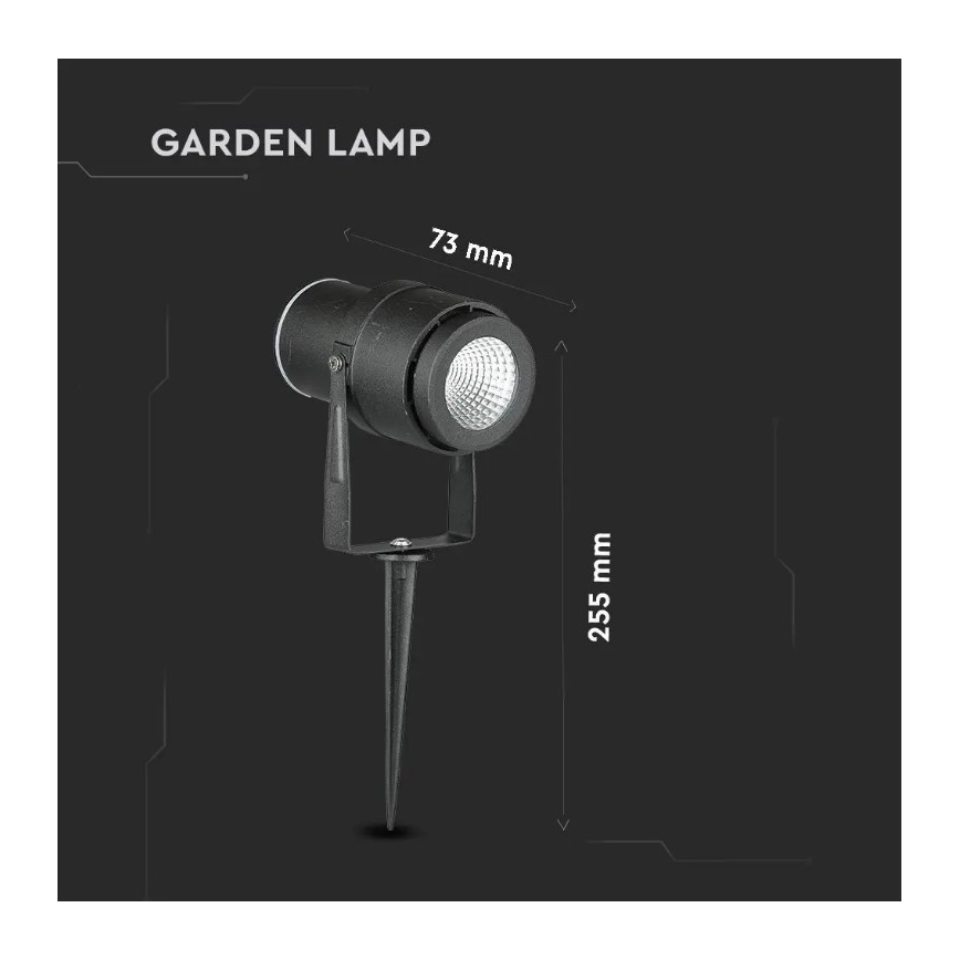 LED Lauko lempa LED/12W/230V 3000K juoda IP65