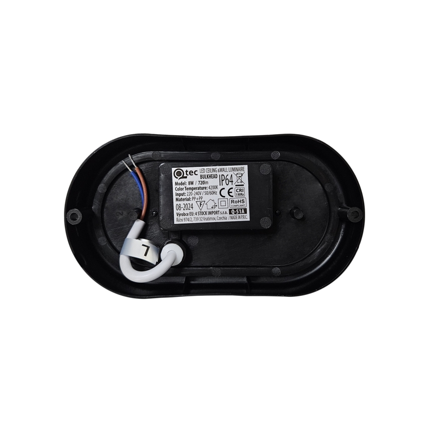 LED lauko lubinis šviestuvas LED/8W/230V 4200K IP64 juoda