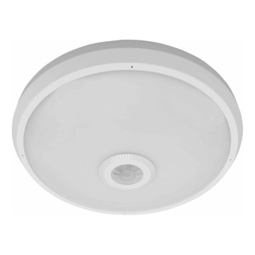 LED lauko lubinis šviestuvas su judesio ir sutemos jutikliu LED/16W/230V, skersmuo 28,5 cm, IP54, baltas