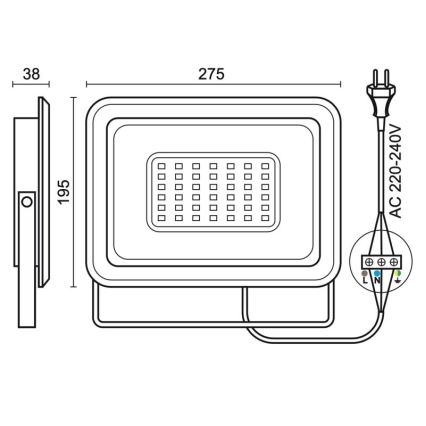 LED lauko prožektorius LED/100W/230V 4000K IP65 juoda