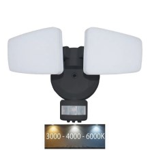 LED Lauko prožektorius su jutikliu LED/24W/230V 3000/4000/6000K IP54 juoda