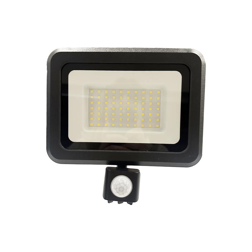 LED Lauko prožektorius su jutikliu LED/50W/230V 4000K IP44 juoda