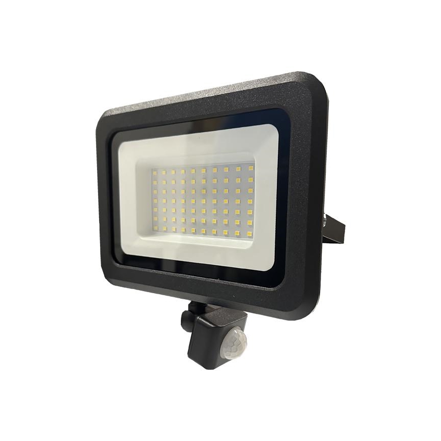 LED Lauko prožektorius su jutikliu LED/50W/230V 4000K IP44 juoda