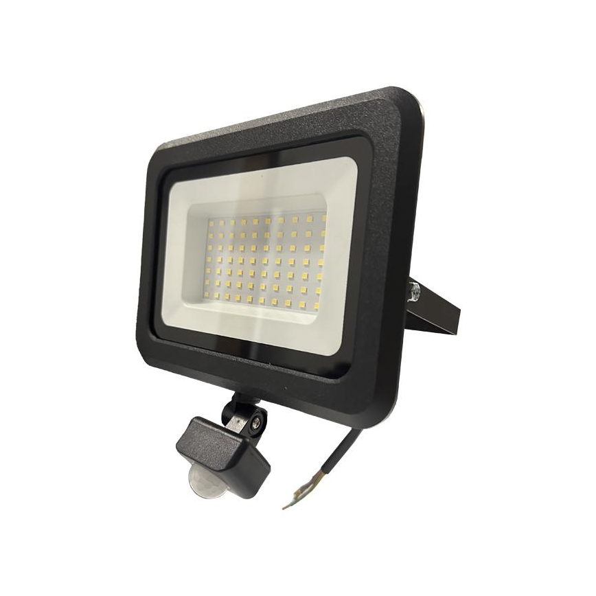 LED Lauko prožektorius su jutikliu LED/50W/230V 4000K IP44 juoda