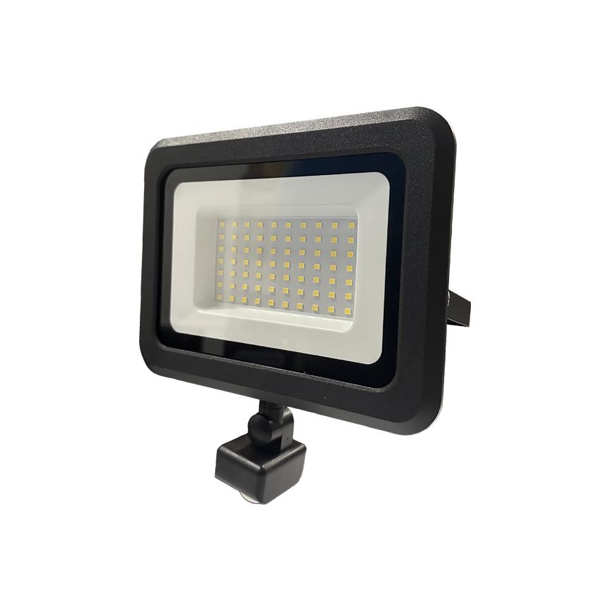 LED Lauko prožektorius su jutikliu LED/50W/230V 4000K IP44 juoda