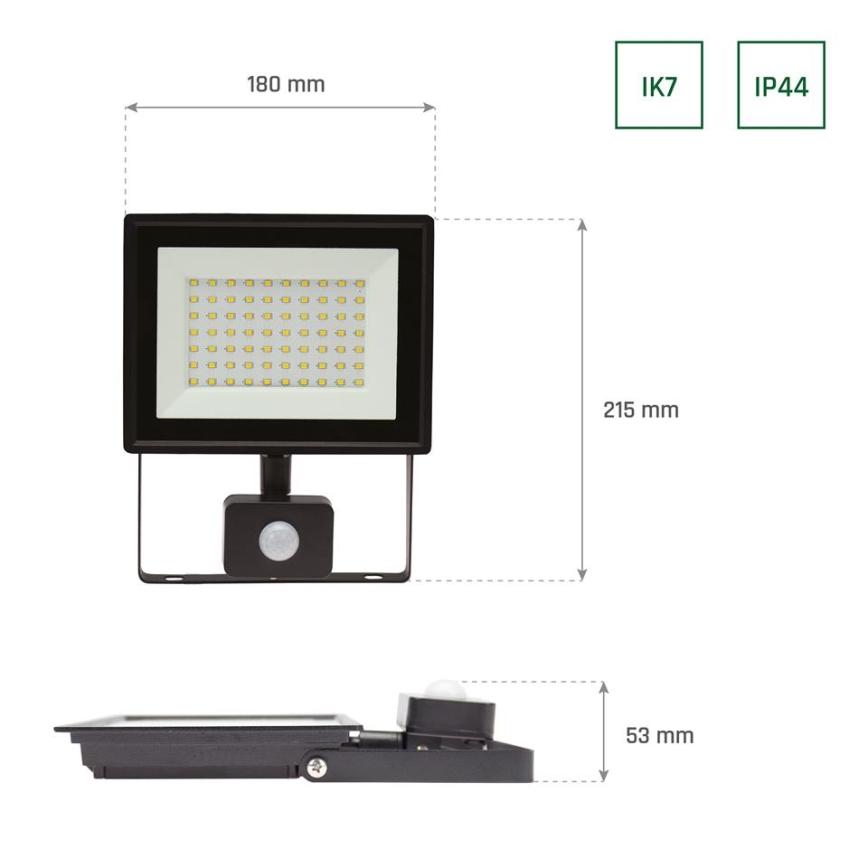 LED Lauko prožektorius su jutikliu NOCTIS LUX 3 LED/50W/230V 4000K IP44 juodas