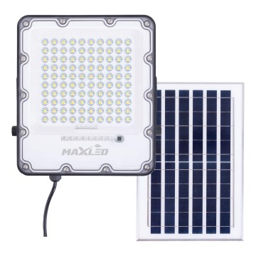 LED lauko prožektorius su reguliuojamu pritemdymu, saulės energija varomas, LED/100W/3,2V 4500K IP65, juodas + nuotolinio valdymo pultas
