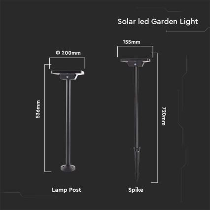 LED Lauko saulės energijos lempa 2in1 LED/2W/3,7V IP65 3000/4000/6500K 2600 mAh