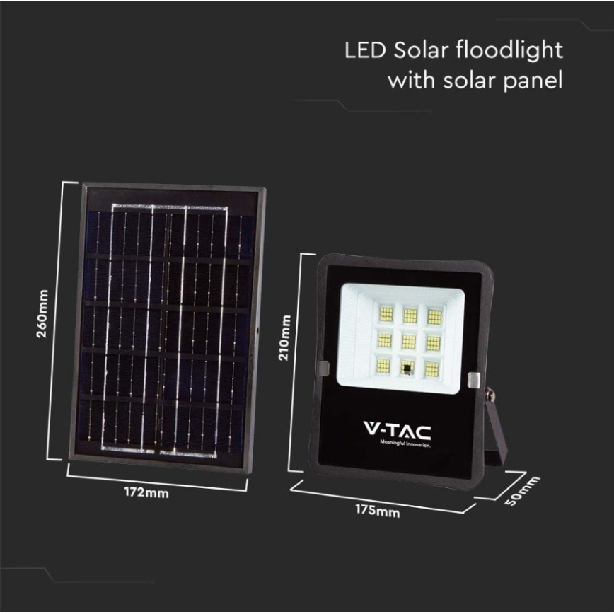 LED Lauko saulės energijos prožektorius LED/6W/3,2V 6400K IP65 + valdymo pultas