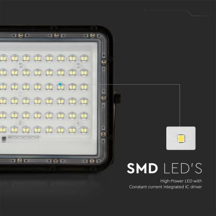 LED Lauko šviesos reguliavimas saulės Prožektoriaus šviestuvas LED/15W/3,2V IP65 6400K juoda + nuotolinio valdymo pultas