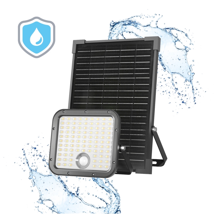 LED Lauko saulės Prožektoriaus šviestuvas su jutikliu LED/30W/6,4V IP65 3000/4000K + nuotolinio valdymo pultas