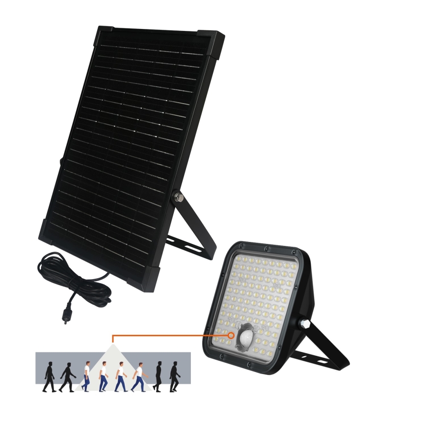 LED Lauko saulės Prožektoriaus šviestuvas su jutikliu LED/30W/6,4V IP65 3000/4000K + nuotolinio valdymo pultas