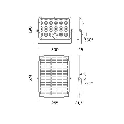 LED Lauko saulės Prožektoriaus šviestuvas su jutikliu LED/30W/6,4V IP65 3000/4000K + nuotolinio valdymo pultas