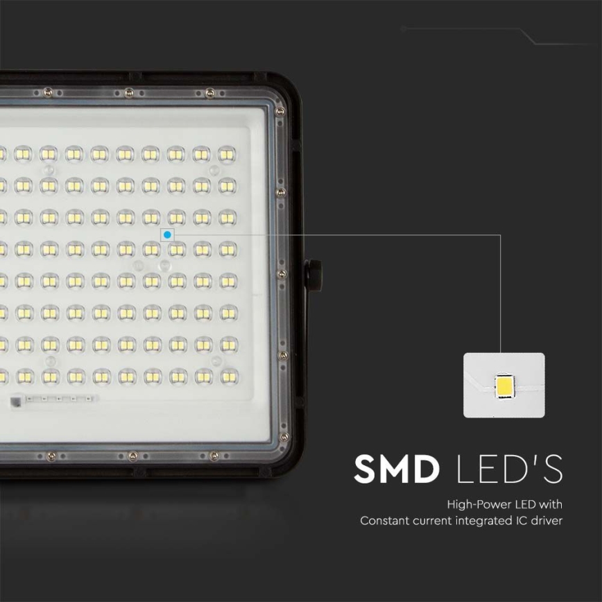 LED Lauko saulės prožektorius LED/200W/3,2V 4000K juoda IP65 + nuotolinio valdymo pultas