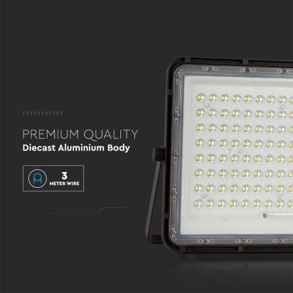 LED Lauko saulės prožektorius LED/200W/3,2V 4000K juoda IP65 + nuotolinio valdymo pultas