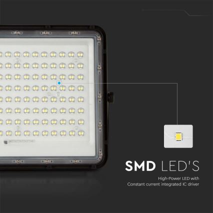 LED Lauko saulės prožektorius LED/20W/3,2V 6400K juoda IP65 + nuotolinio valdymo pultas