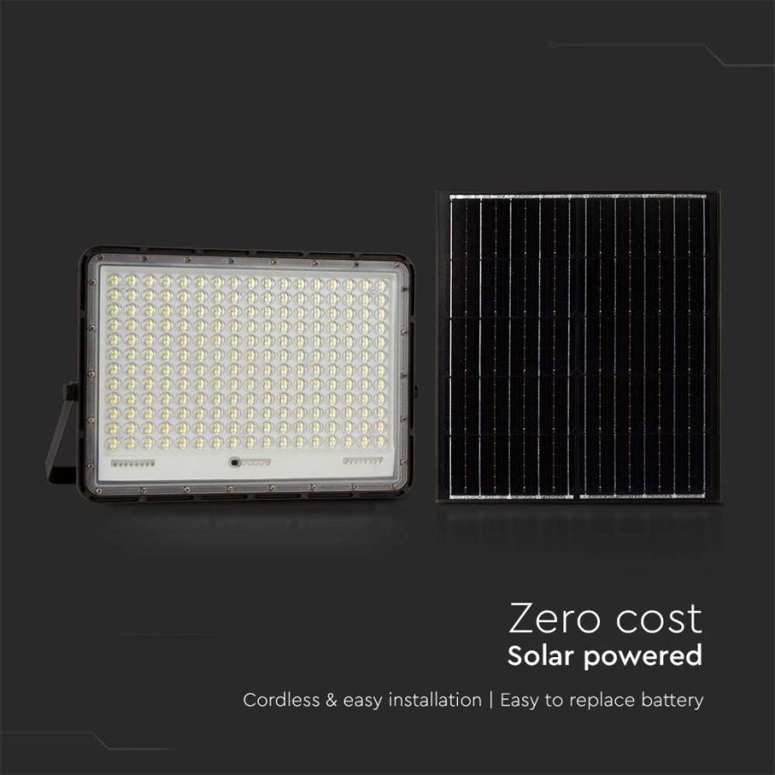 LED Lauko saulės prožektorius LED/30W/3,2V 4000K juoda IP65 + nuotolinio valdymo pultas