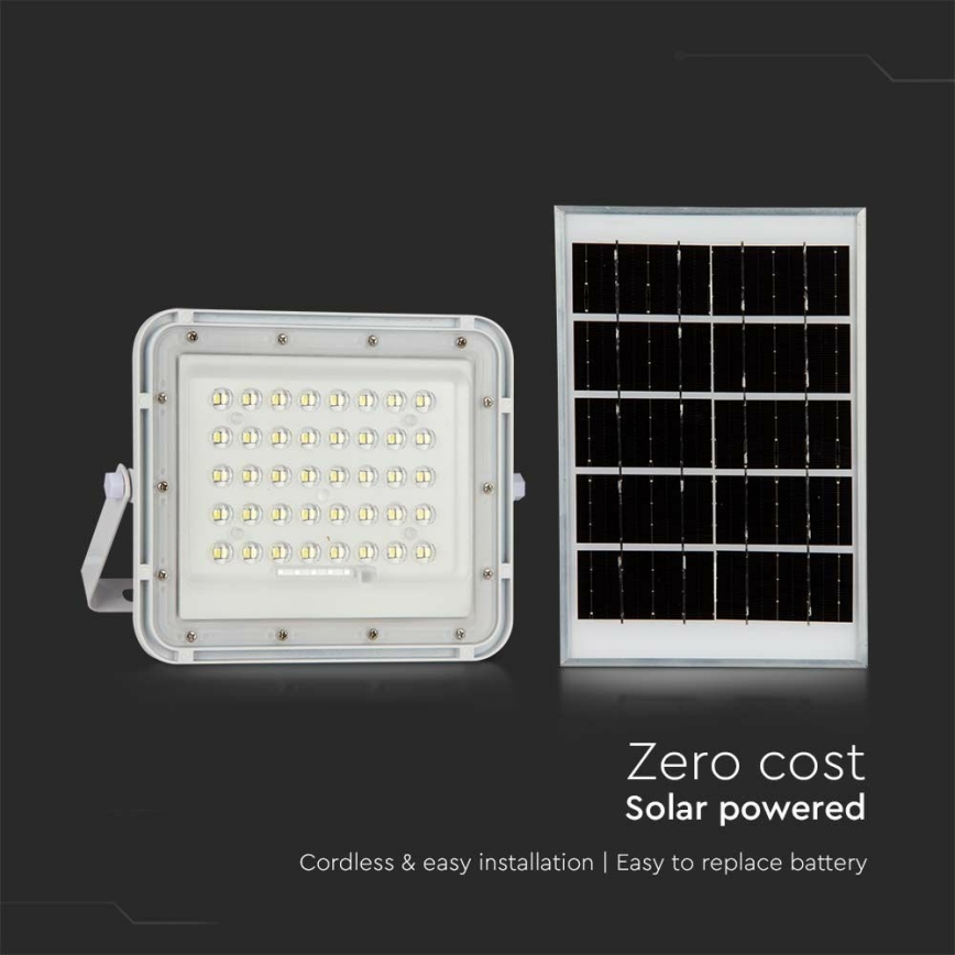 LED Lauko pritemdomas saulės Prožektoriaus šviestuvas LED/6W/3,2V IP65 4000K 5000 mAh balta + nuotolinio valdymo pultas
