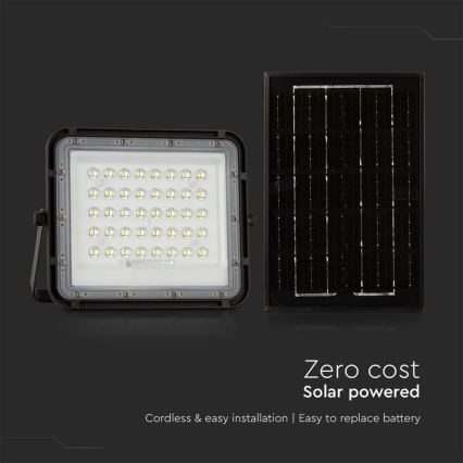 LED Lauko pritemdomas saulės Prožektoriaus šviestuvas LED/6W/3,2V IP65 6400K 5000 mAh juoda + nuotolinio valdymo pultas