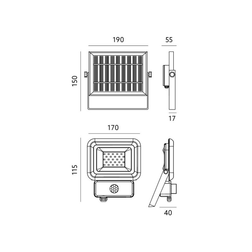 LED Lauko saulės prožektorius su jutikliu LED/10W/3,7V 6500K IP65 2200 mAh