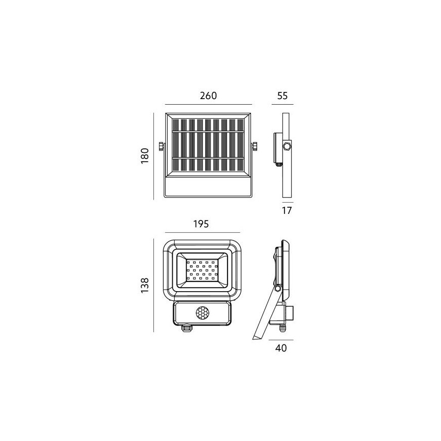 LED Lauko saulės prožektorius su jutikliu LED/20W/3,7V 6500K IP65 4400 mAh