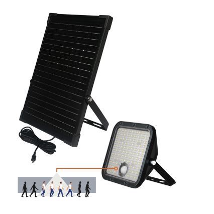 LED Lauko saulės prožektorius su jutikliu LED/30W/6,4V IP65 3000/4000K 6000 mAh + nuotolinio valdymo pultas