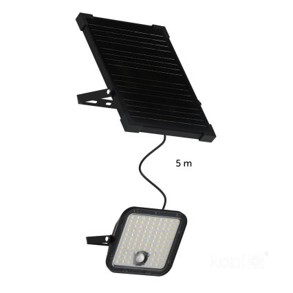 LED Lauko saulės prožektorius su jutikliu LED/30W/6,4V IP65 3000/4000K 6000 mAh + nuotolinio valdymo pultas