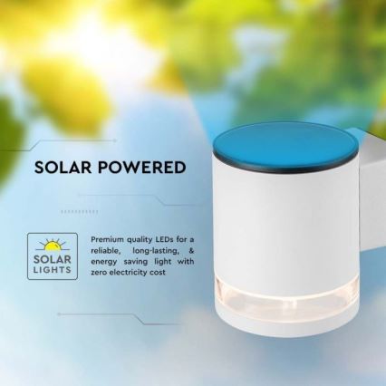 LED Lauko saulės Sieninis šviestuvas LED/1W/3,7V 3000K IP54 1200 mAh balta