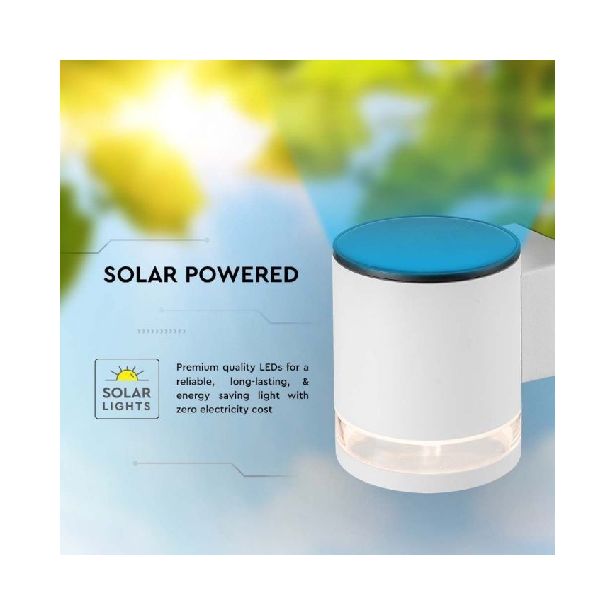LED Lauko saulės Sieninis šviestuvas LED/1W/3,7V 3000K IP54 1200 mAh balta