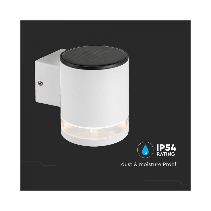 LED Lauko saulės Sieninis šviestuvas LED/1W/3,7V 3000K IP54 balta