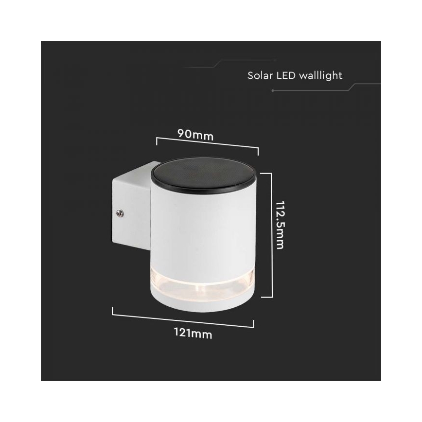 LED Lauko saulės Sieninis šviestuvas LED/1W/3,7V 3000K IP54 balta