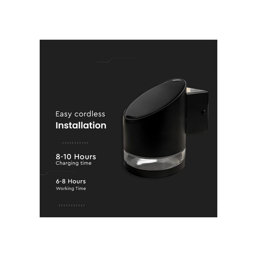 LED Lauko saulės Sieninis šviestuvas LED/1W/3,7V 3000K IP54 juoda