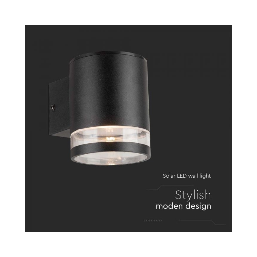 LED Lauko saulės Sieninis šviestuvas LED/1W/3,7V 3000K IP54 juoda