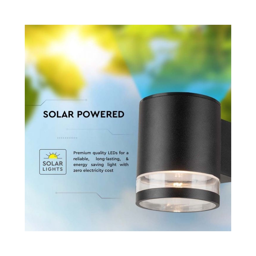 LED Lauko saulės Sieninis šviestuvas LED/1W/3,7V 3000K IP54 juoda