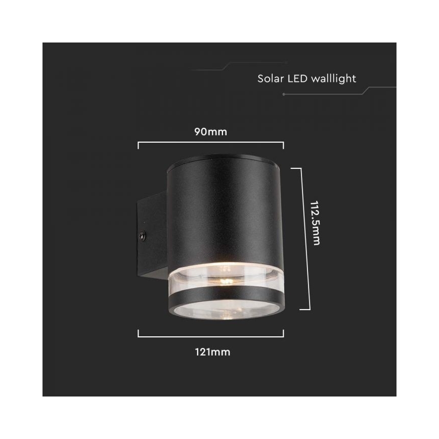 LED Lauko saulės Sieninis šviestuvas LED/1W/3,7V 3000K IP54 juoda