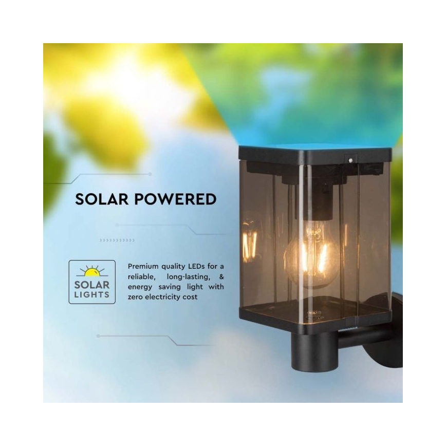 LED Lauko saulės Sieninis šviestuvas su jutikliu LED/2,5W/3,7V 3000K IP54