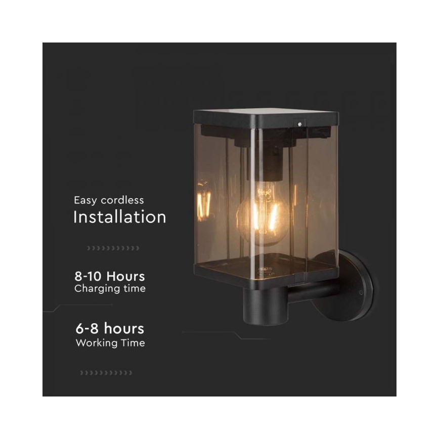 LED Lauko saulės Sieninis šviestuvas su jutikliu LED/2,5W/3,7V 3000K IP54
