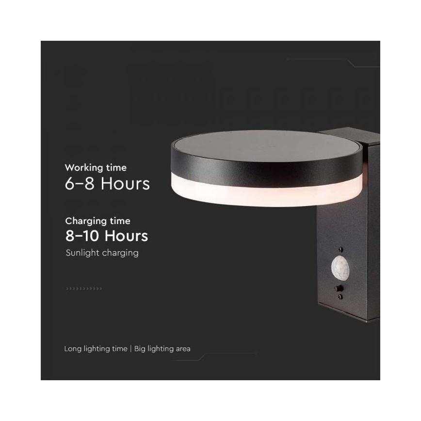 LED Lauko saulės Sieninis šviestuvas su jutikliu LED/5,5W/3,7V 3000K IP54