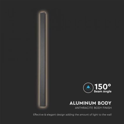 LED lauko sieninis šviestuvas, 10 W, 230 V, 3000 K, IP65, 51 cm, antracitas