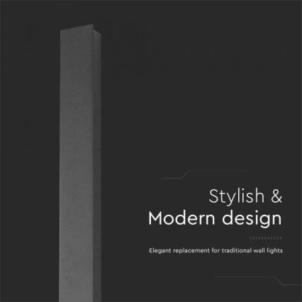 LED lauko sieninis šviestuvas, 10 W, 230 V, 3000 K, IP65, 51 cm, antracitas