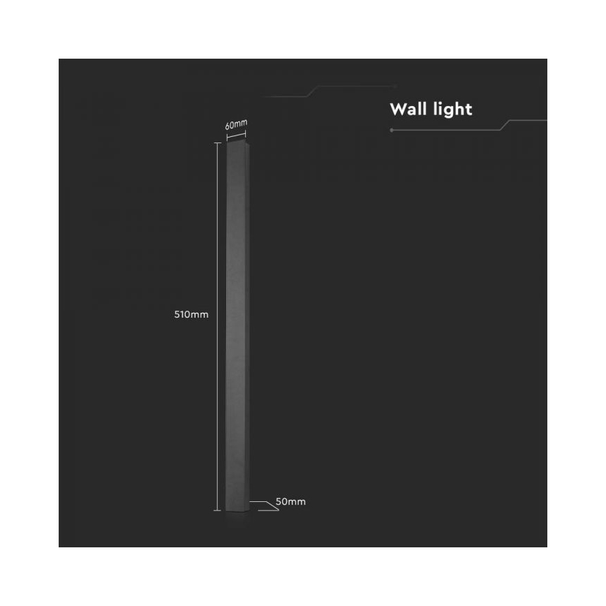 LED lauko sieninis šviestuvas, 10 W, 230 V, 3000 K, IP65, 51 cm, antracitas