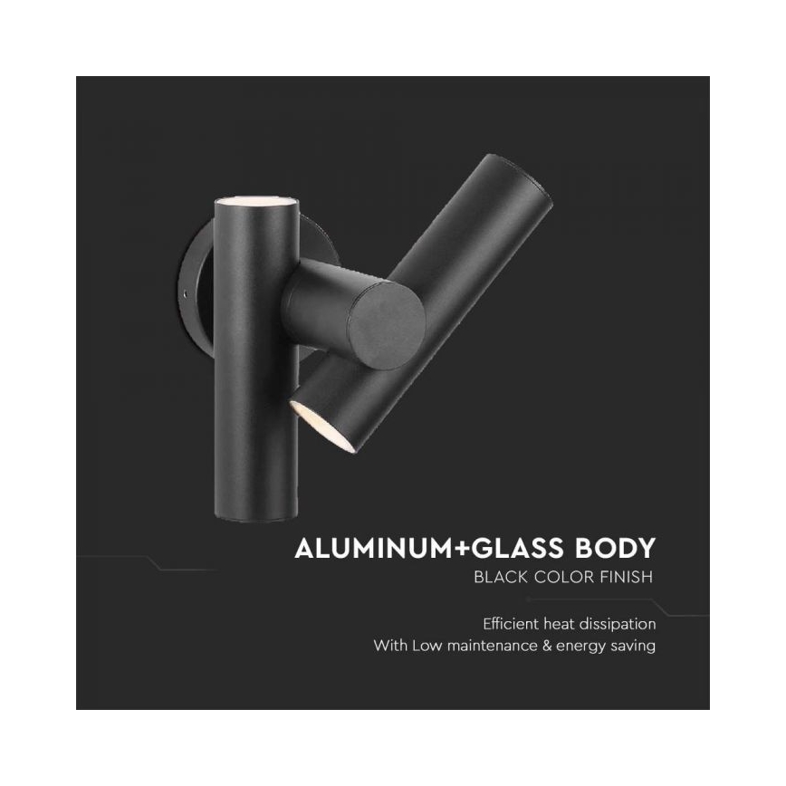 LED Lauko sieninis lankstus taškinis šviestuvas 2xLED/3W/230V 4000K IP44 juodas