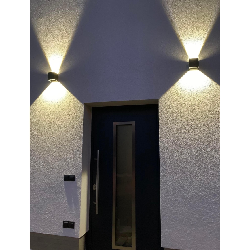 LED Lauko sieninis šviestuvas 2xLED/3W/230V IP54 juodas