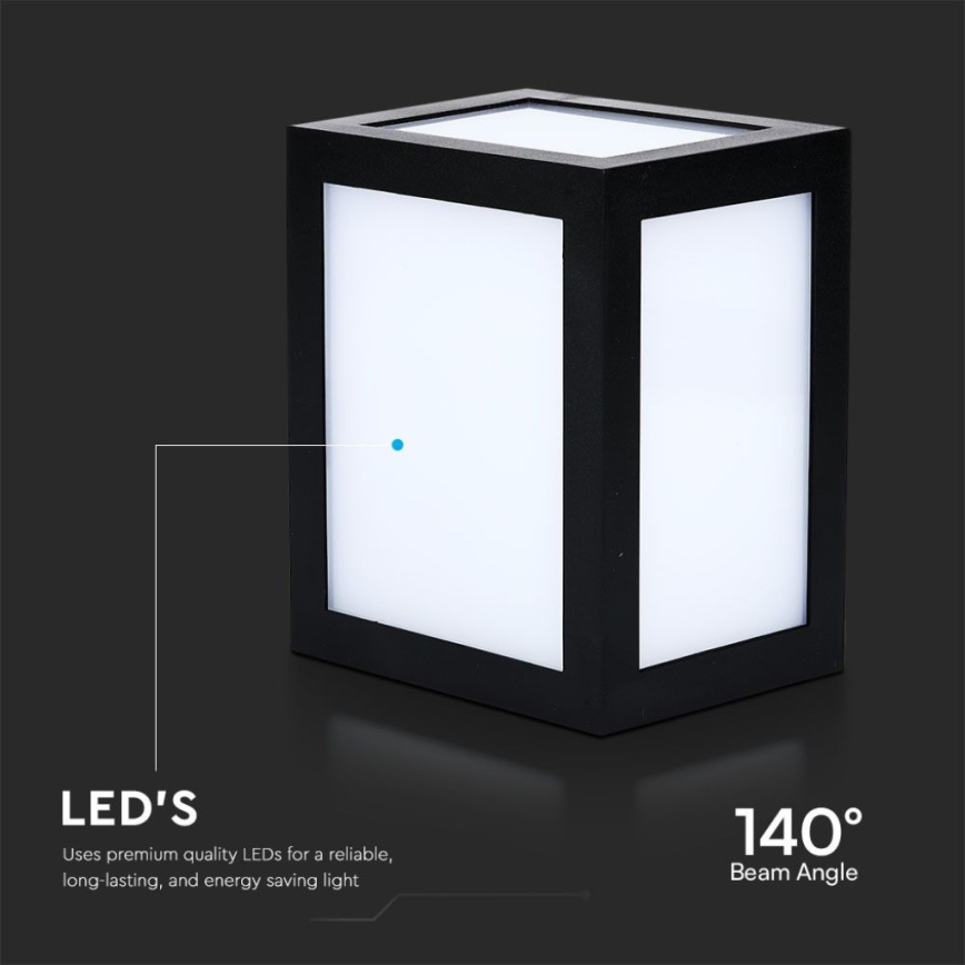 LED lauko sieninis šviestuvas LED/12W/230V 6400K IP65 juodas
