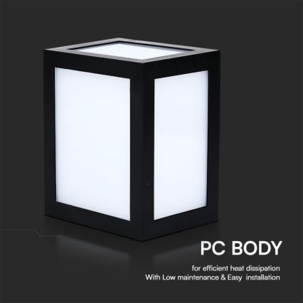 LED lauko sieninis šviestuvas LED/12W/230V 6400K IP65 juodas