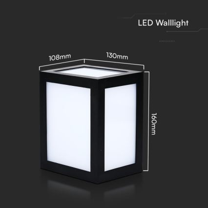 LED lauko sieninis šviestuvas LED/12W/230V 6400K IP65 juodas